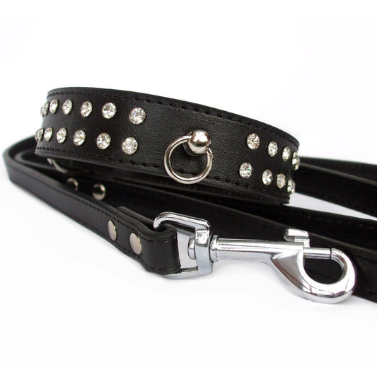 Diamante Collar Lead Set - Black-1