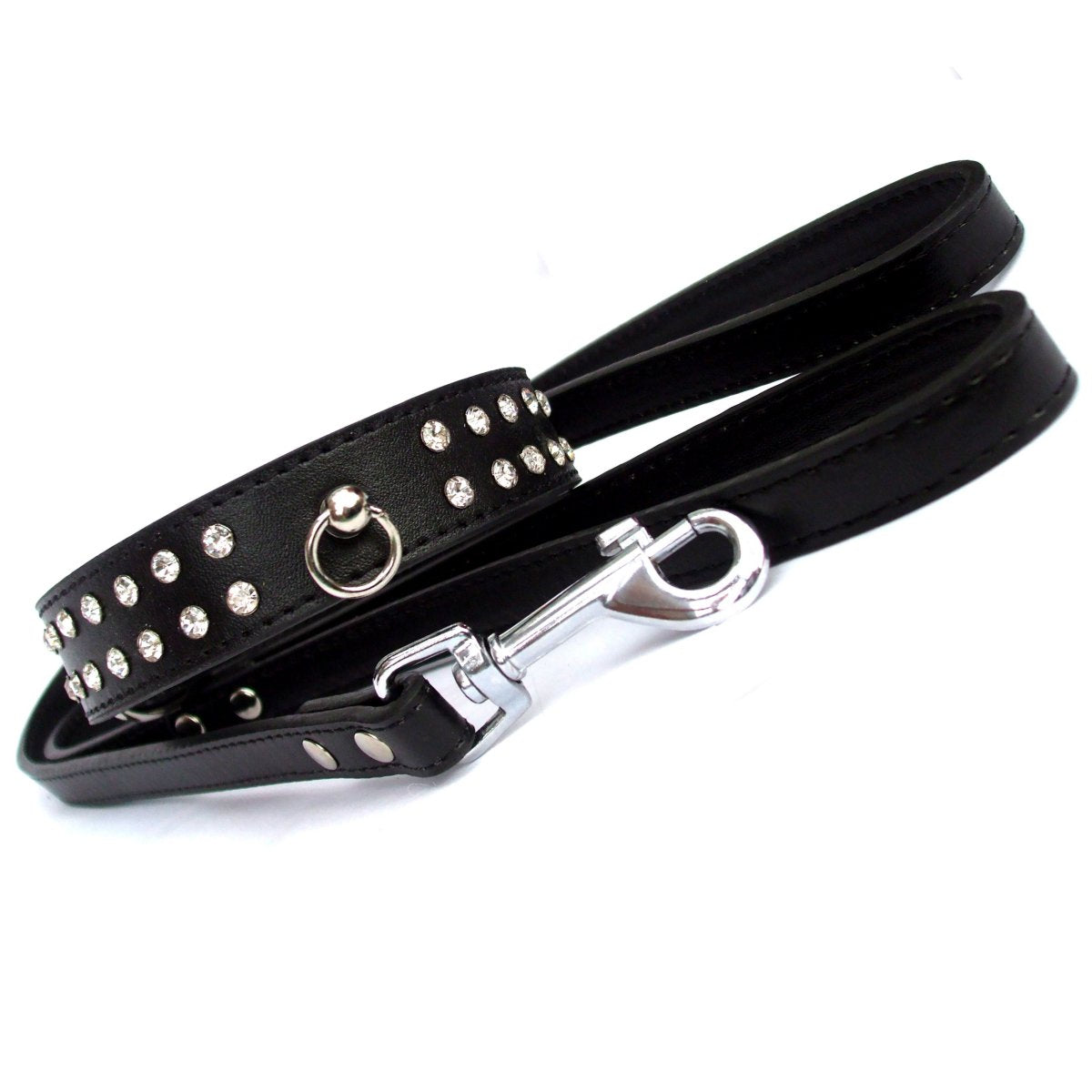 Diamante Collar Lead Set - Black-0