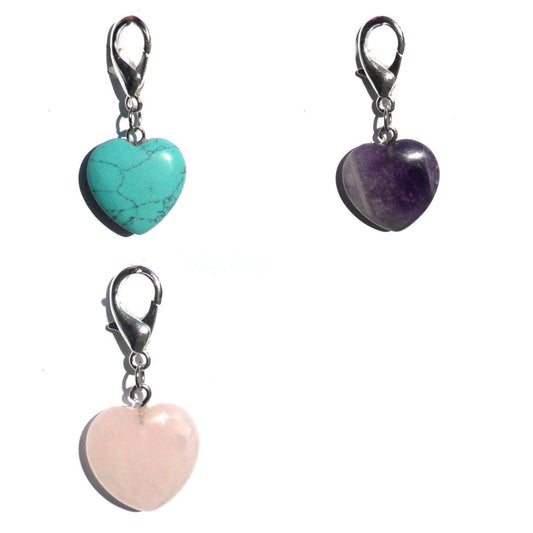 Pet Gemstone Crystal Heart Charms-1