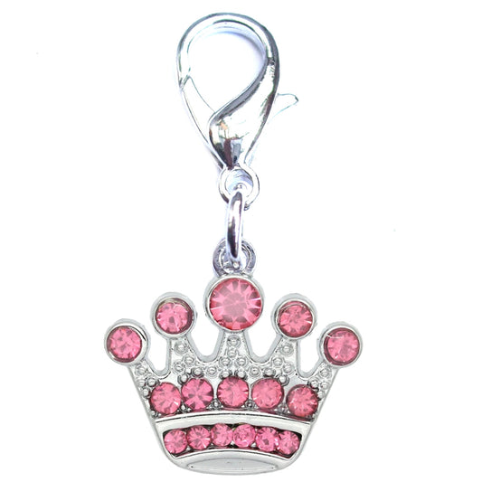Crystal Crown Dog Cat Charm Silver-1